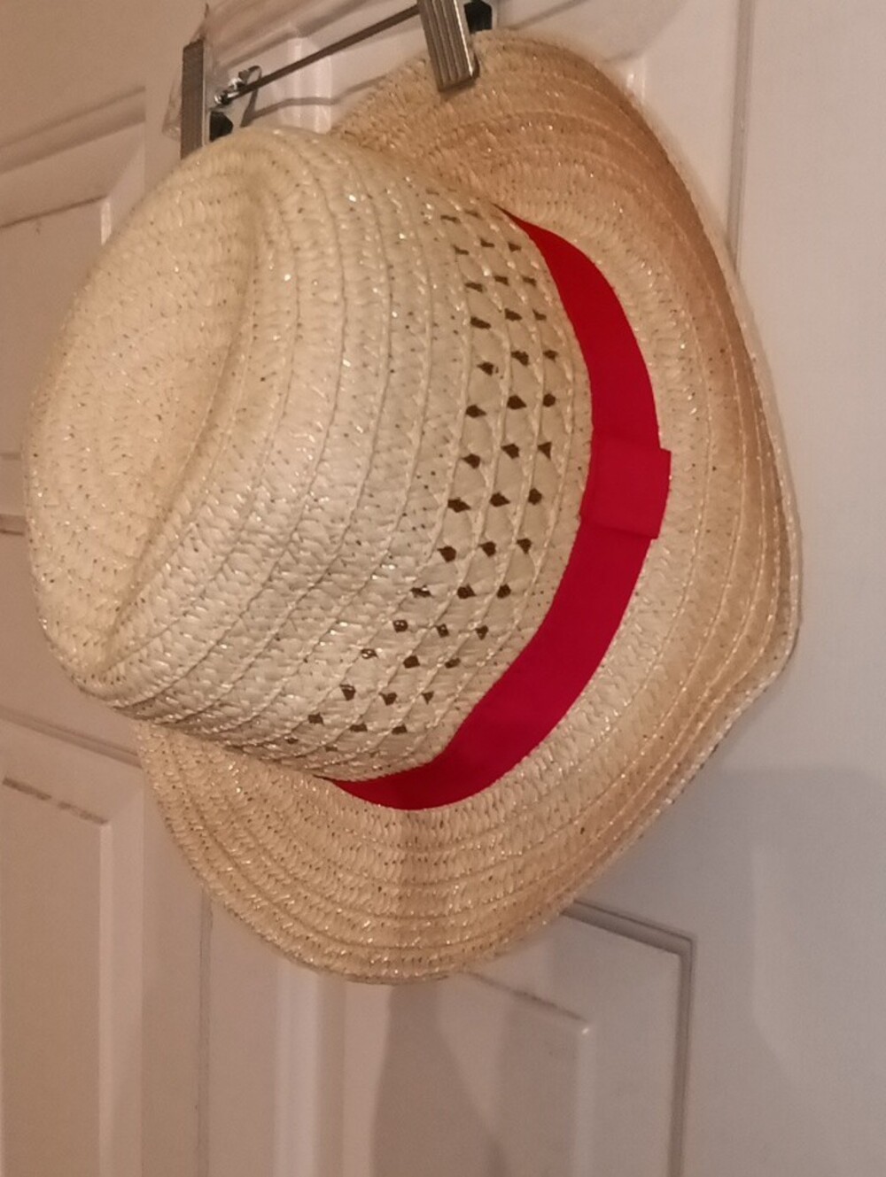 Straw Fedora Hat with Pink Band - Picture 7 of 12